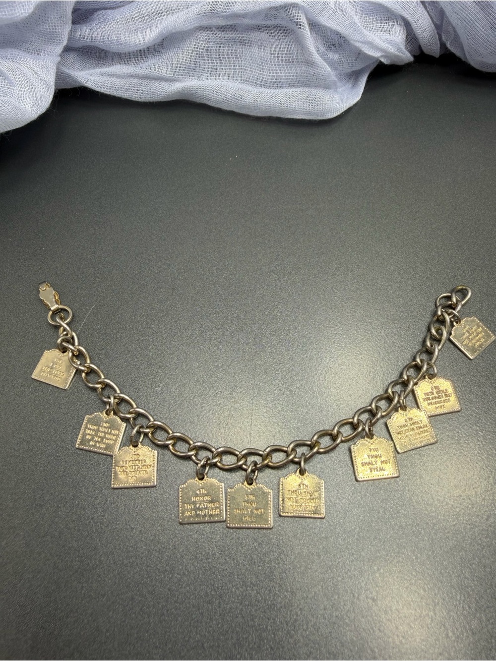 Vintage  Charm Bracelet Ten Comandments